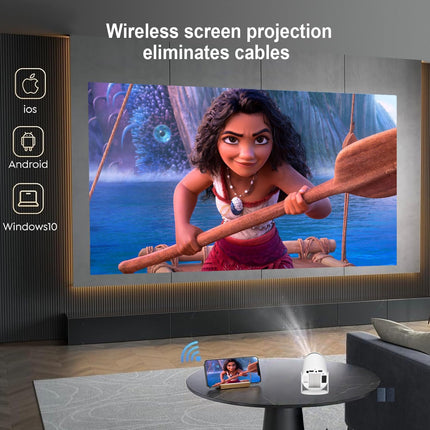 Portable Projector 4K 1080P FHD Mini Projector, Compatible with Android and Netflix, WiFi 6, BT 5.0, 180° Rotation, Projector with Automatic Keystone Correction