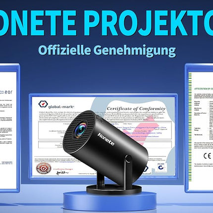 Mini Projector 4K Projector Full HD 1080P with WiFi 6 and Bluetooth 5.2, Android Portable Projector 270° Rotation with Automatic Trapezoidal Correction for PC/HDMI/USB, with Mouse and Remote Control