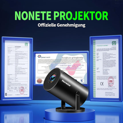 Mini Projector 4K Projector Full HD 1080P with WiFi 6 and Bluetooth 5.2, Android Portable Projector 270° Rotation with Automatic Trapezoidal Correction for PC/HDMI/USB, with Mouse and Remote Control