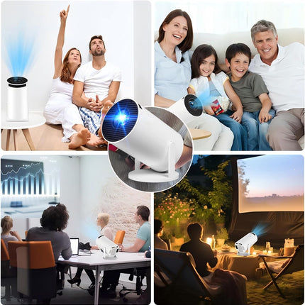 Portable Projector 4K 1080P FHD Mini Projector, Compatible with Android and Netflix, WiFi 6, BT 5.0, 180° Rotation, Projector with Automatic Keystone Correction
