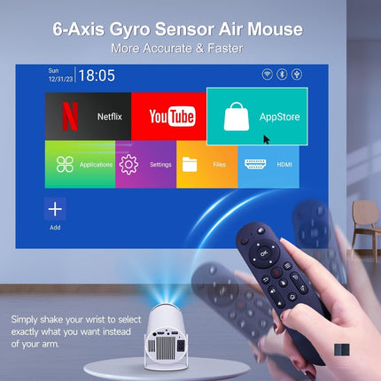 Portable Projector 4K 1080P FHD Mini Projector, Compatible with Android and Netflix, WiFi 6, BT 5.0, 180° Rotation, Projector with Automatic Keystone Correction