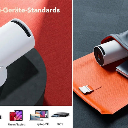 Portable Projector 4K 1080P FHD Mini Projector, Compatible with Android and Netflix, WiFi 6, BT 5.0, 180° Rotation, Projector with Automatic Keystone Correction