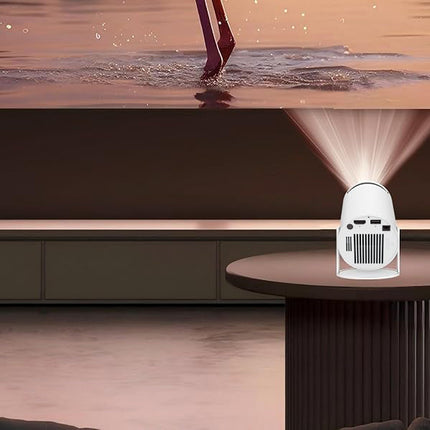 Portable Projector 4K 1080P FHD Mini Projector, Compatible with Android and Netflix, WiFi 6, BT 5.0, 180° Rotation, Projector with Automatic Keystone Correction