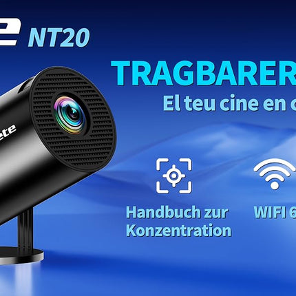 Mini Projector 4K Projector Full HD 1080P with WiFi 6 and Bluetooth 5.2, Android Portable Projector 270° Rotation with Automatic Trapezoidal Correction for PC/HDMI/USB, with Mouse and Remote Control