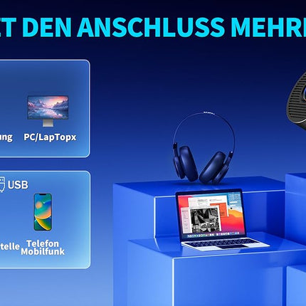 Mini Projector 4K Projector Full HD 1080P with WiFi 6 and Bluetooth 5.2, Android Portable Projector 270° Rotation with Automatic Trapezoidal Correction for PC/HDMI/USB, with Mouse and Remote Control